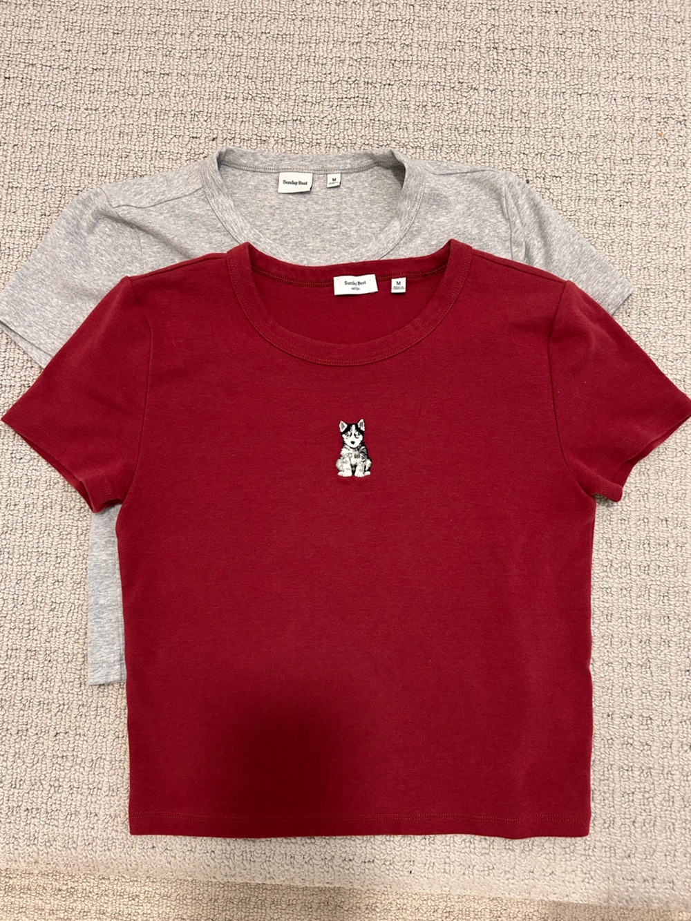 Sunday Best Aritzia Cropped Baby T-Shirt 2-Pack Red Grey M